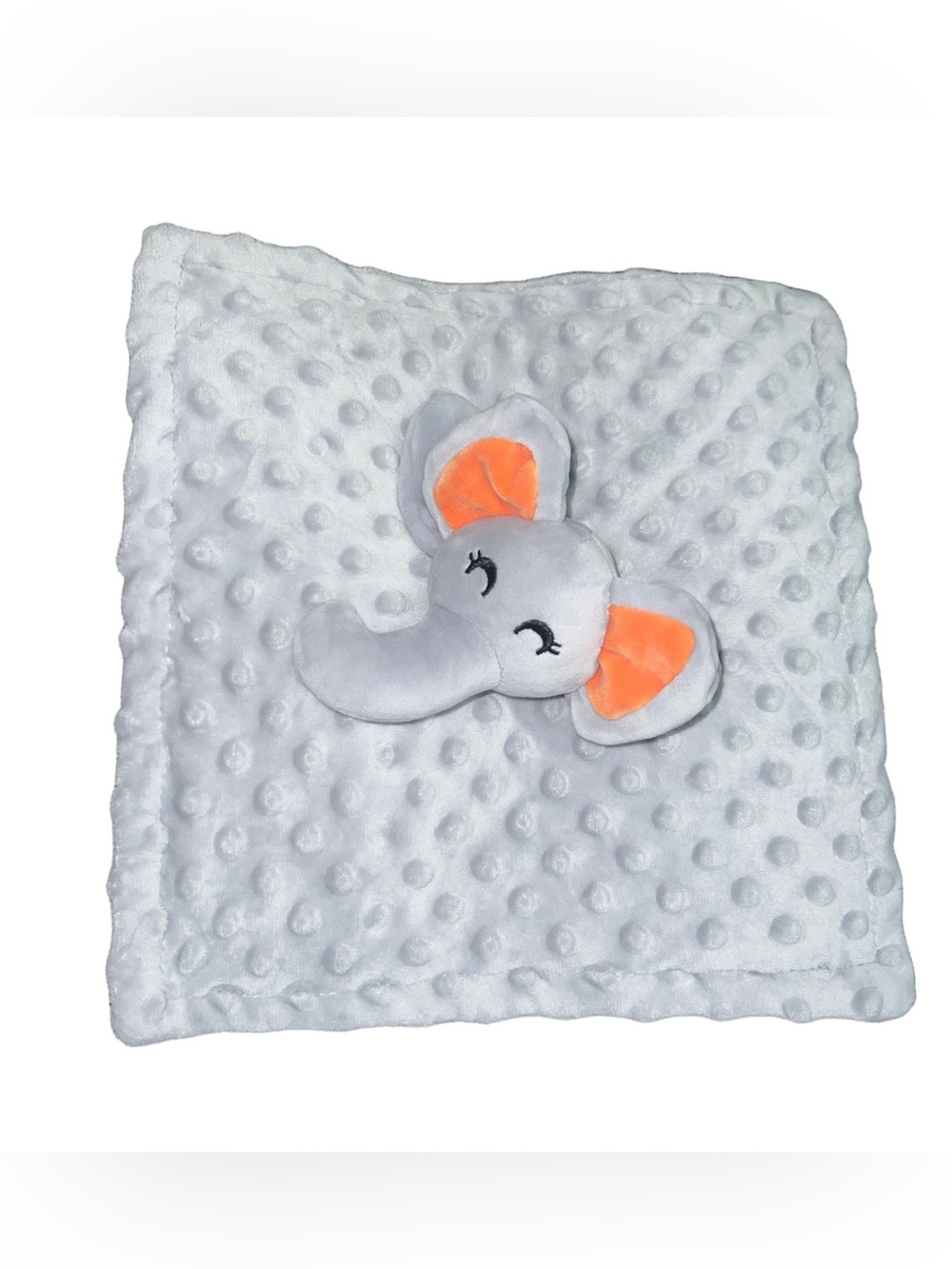 Cute Castle Gray Elephant Minky Baby Lovey Security Blanket